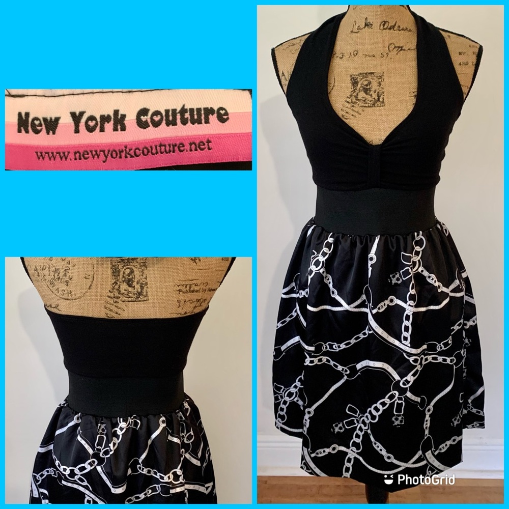 New York Couture Chain Bubble Halter Dress
